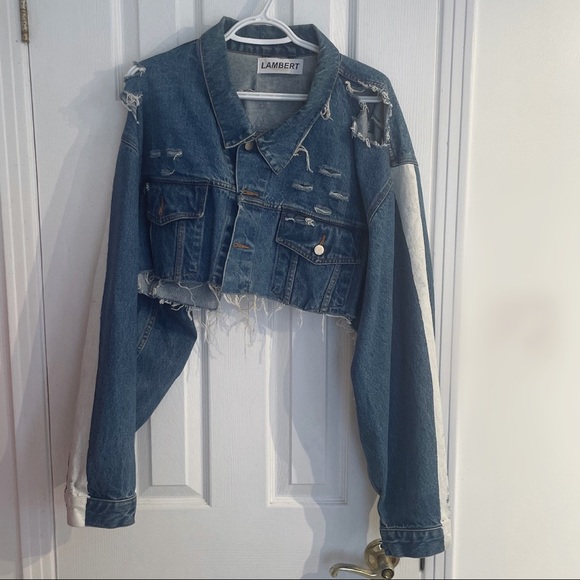 LAMBERT cropped, distressed denim jacket - Picture 5 of 7